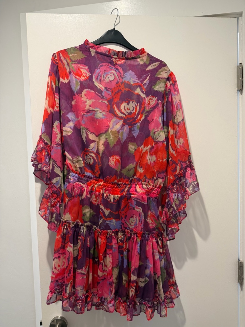 MISA Los Angeles Purple Floral Ruffle Mini Dress - Picture 2 of 3